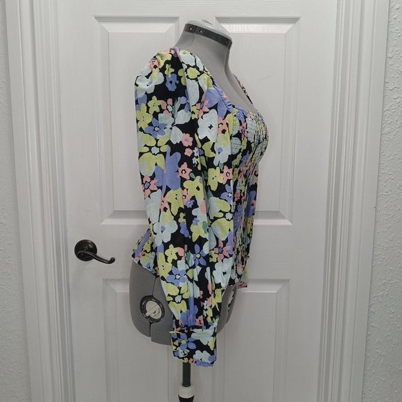 Free People Ariana Floral Blouse In Retro Combo SZ L - Picture 9 of 12